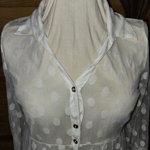 White Sheer Polka Dot Blouse